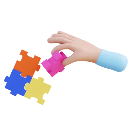 3 D Illustration Hand With Puzzle 3D Icon