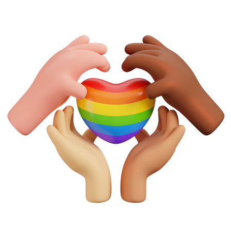 Hand With Rainbow Heart  3D Icon