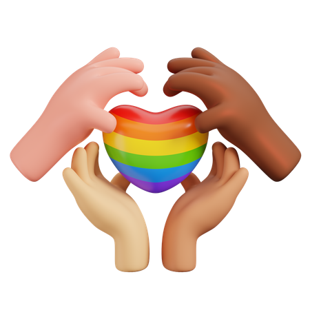 Hand With Rainbow Heart  3D Icon