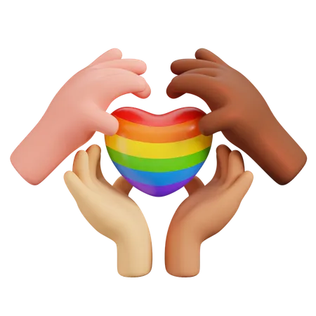 Hand With Rainbow Heart  3D Icon