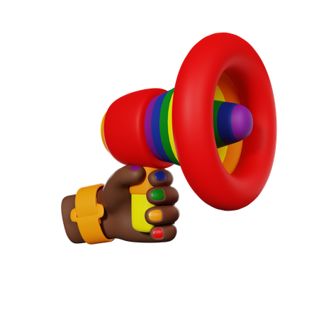 Hand With Rainbow Loudspeaker  3D Icon