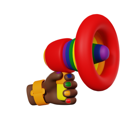 Hand With Rainbow Loudspeaker  3D Icon