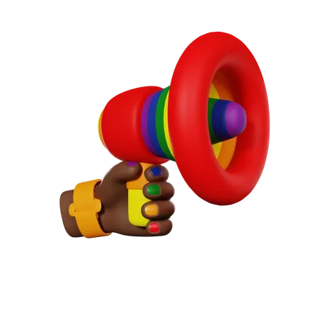 Hand With Rainbow Loudspeaker  3D Icon