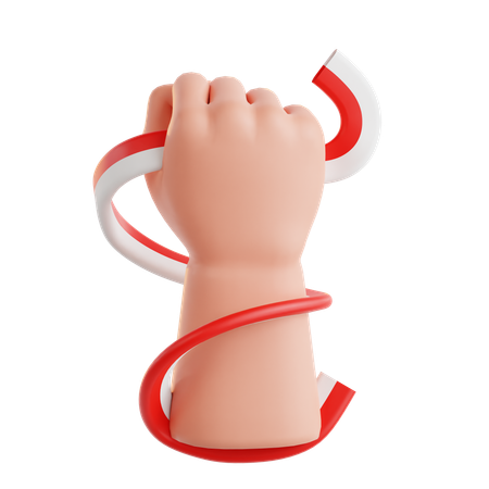 Hand With Ribbon Flag  3D Icon