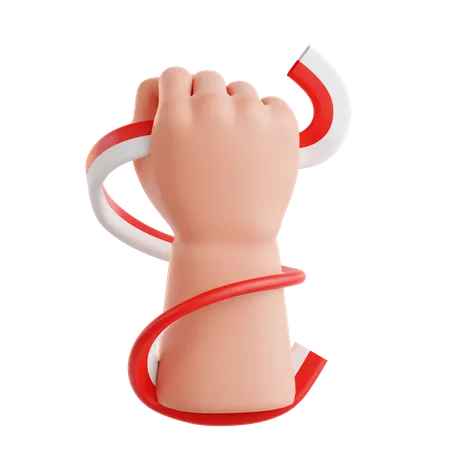 Hand With Ribbon Flag  3D Icon