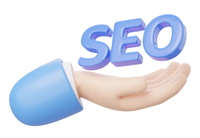 3 D SEO Floating In Hand Isolated On Transparent Business Man Holding Search Engine Optimization Icon Marketing Online E Commerce Concept Cartoon Icon Minimal 3 D Render With Clipping Path 3D Icon