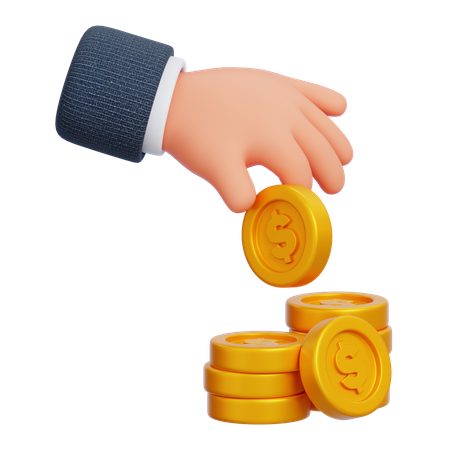 Hand with Stack of Coins  3D Icon