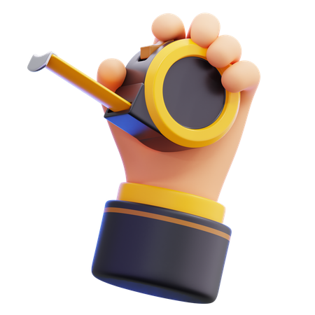 Hand With Tape Measure  3D Icon