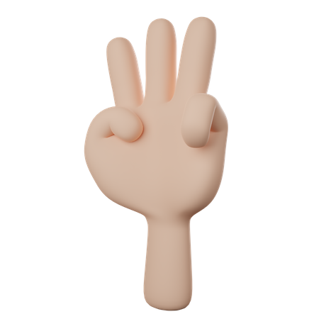 Hand With Three Fingers  3D Icon