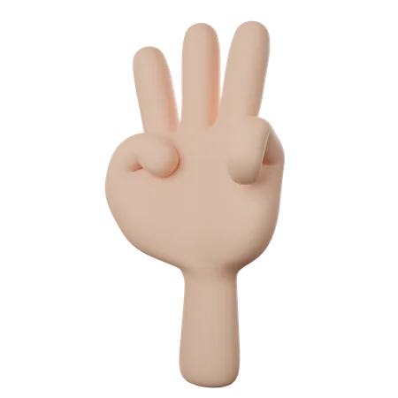 Hand With Three Fingers  3D Icon