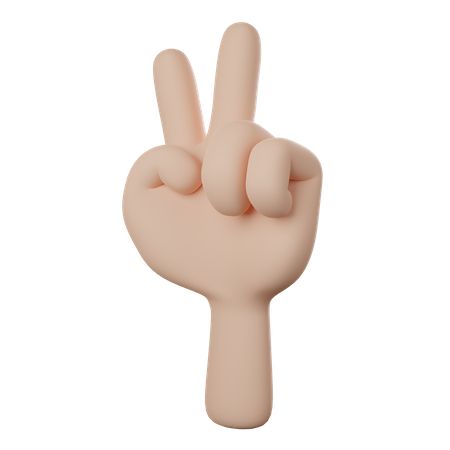 Hand With Two Fingers  3D Icon