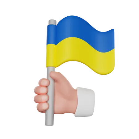 3 D Hand Hold Ukrainian Flag Icon 3D Icon