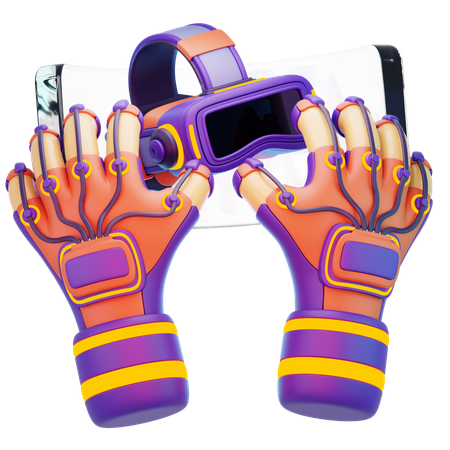 Hand With Virtual Reality Glasses  3D Icon