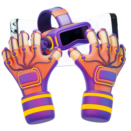 Hand With Virtual Reality Glasses  3D Icon