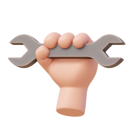 Hand with Wrench  3D Illustration