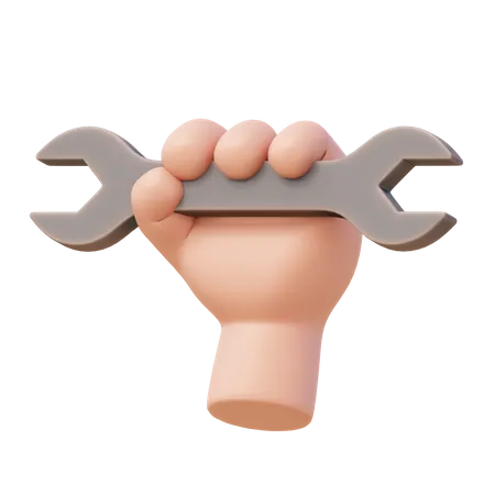 Hand with Wrench  3D Illustration