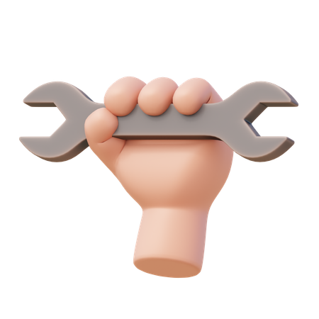 Hand with Wrench 3D Illustration