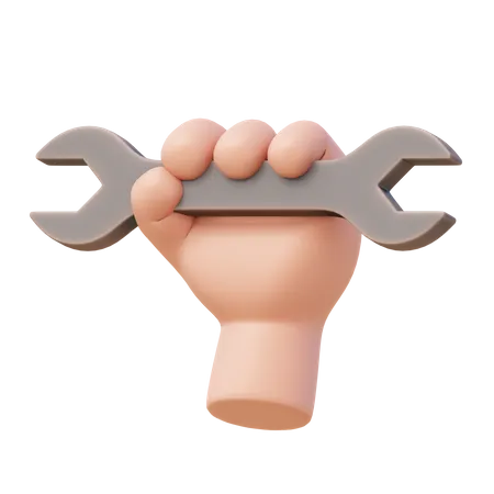 Hand with Wrench 3D Illustration