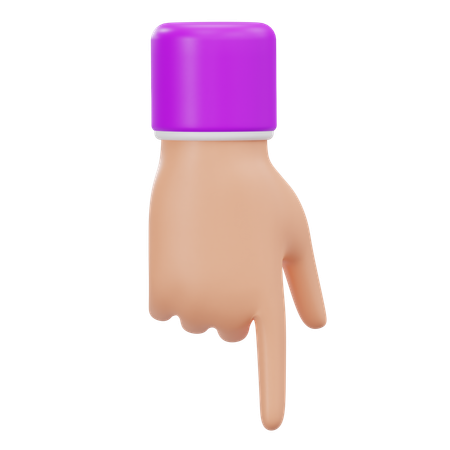 Hand zeigt nach unten  3D Icon