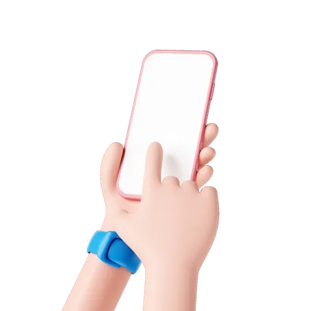 Hand zeigt Telefon  3D Illustration