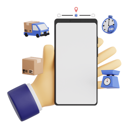 Handbewegung hält Smartphone mit Lieferung  3D Icon