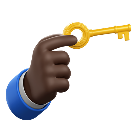 Handbewegung mit goldenem Schlüssel  3D Icon
