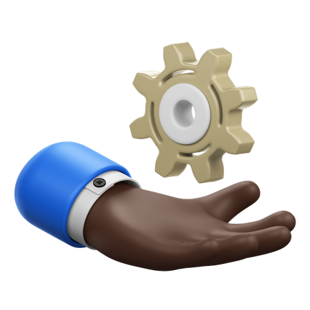 Handbewegung mit Zahnrad darüber  3D Icon
