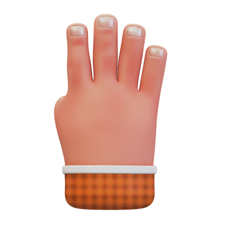 Handbewegung zeigt Nummer vier  3D Icon