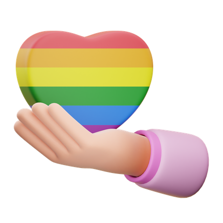 Hand halten LGBTQ Herz  3D Icon