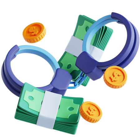 Handcuffs And Money  3D Icon