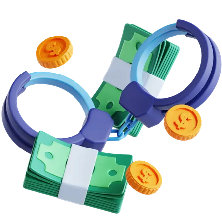 Handcuffs And Money  3D Icon