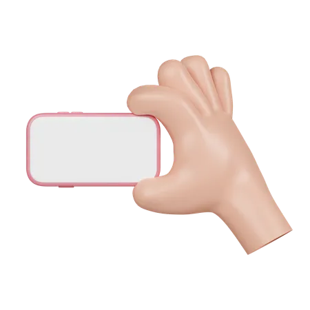 3 D Hande Die Smartphone Mit Leerem Bildschirm Halten Symbol Isoliert Auf Rosa Hintergrund 3 D Darstellung Beschneidungspfad 3D Icon