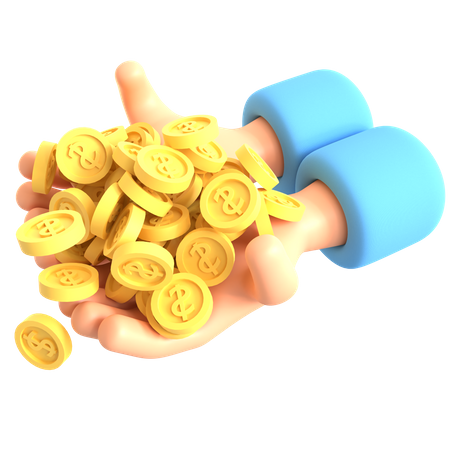 Hände und Münzen  3D Illustration