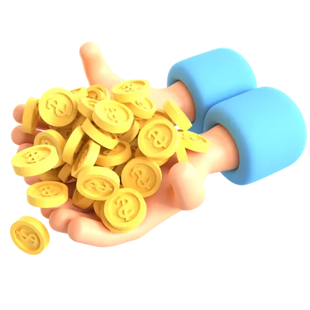 Hände und Münzen  3D Illustration