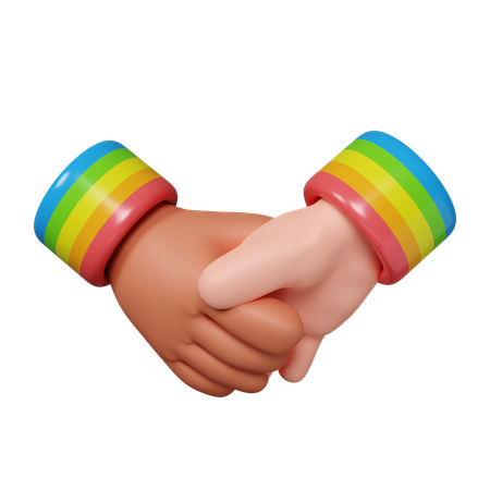 Händedruck mit Regenbogen  3D Icon
