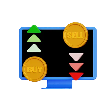 Handels-Dashboard mit Kauf- und Verkaufsoptionen  3D Icon