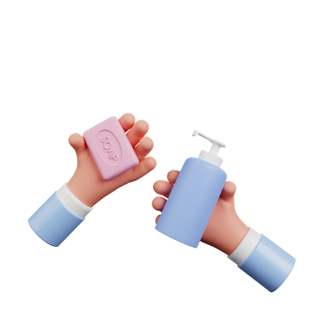Händewaschen mit Seife  3D Illustration