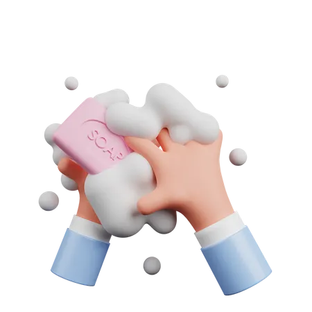 Händewaschen mit Seife  3D Illustration