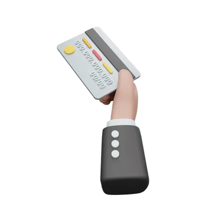 Hand halten Debit-Zahlungskarte  3D Illustration