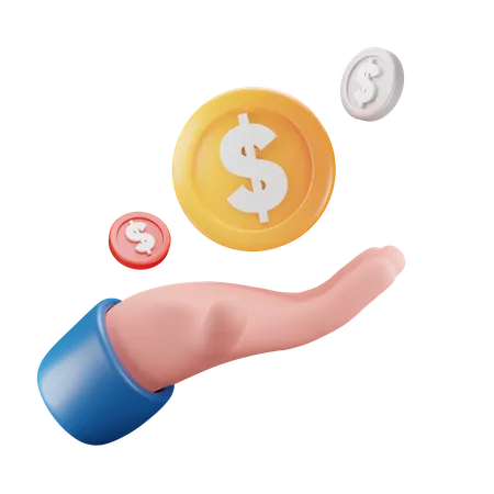Hands and Coin  3D Icon