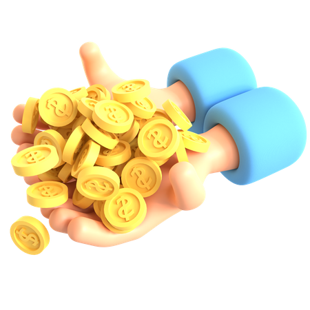 Hands And Coins  3D Illustration