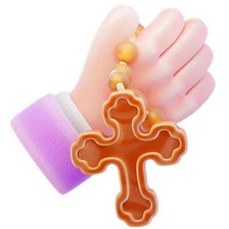 手とロザリオ  3D Icon