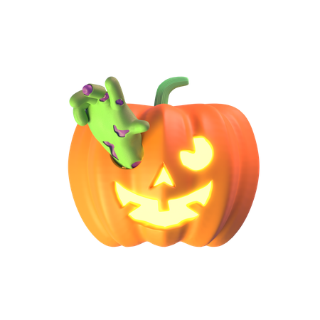 Hands Coming Out From Pumpkin  3D Icon