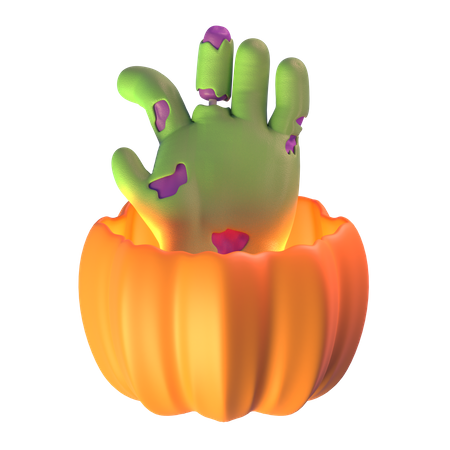 Hands Coming Out From Pumpkin  3D Icon