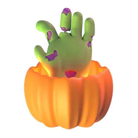 Hands Coming Out From Pumpkin  3D Icon