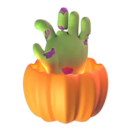 Hands Coming Out From Pumpkin 3D Icon
