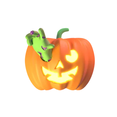 Hands Coming Out From Pumpkin  3D Icon