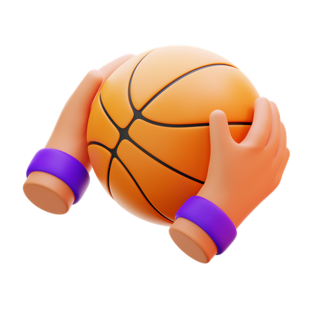 Hands Holding A Basketball  3D Icon
