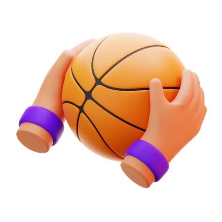 Hands Holding A Basketball  3D Icon