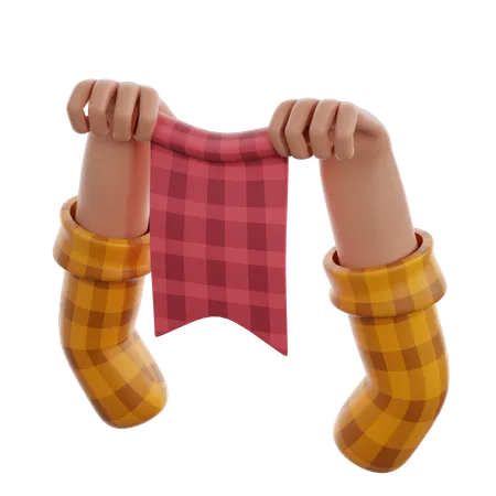 Hands Holding A Festa Junina Pennant  3D Icon